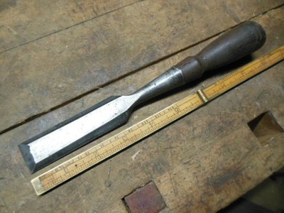 vintage STANLEY bevel edge socket style wood chisel 1''  old carving tool