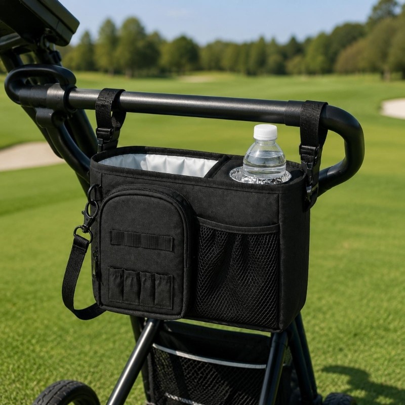Golf Push Cart Gear Organizer Bag with Attached Accessory Snap Hook 3
