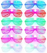 Fowecelt LED Light Up Glasses 12pcs Neon Party Accessories Flashing Glow Shades