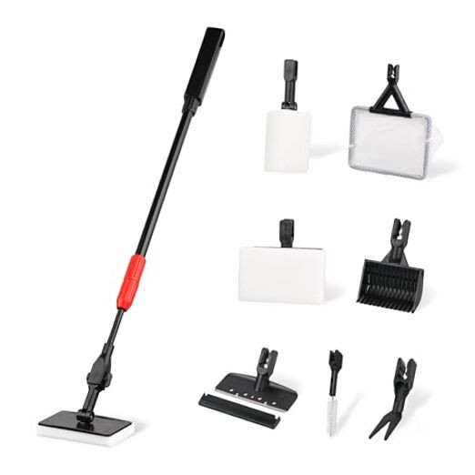 Aquarium Cleaning Tools 7 in 1 - Fish Tank Cleaning Kit with Algae Scraper,