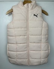 PUMA Youth Medium 10/12 Peach Pink Puffer Vest Quilted Zip Up Jacket 1333175