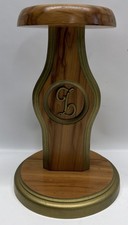 Vintage Wood Hat Wig Stand Millinery Display Gold L Monogram 9" Art Deco