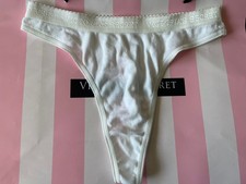 NWOT VTG 1999 Victoria's Secret 100 Cotton Thong White Medium , FLAW