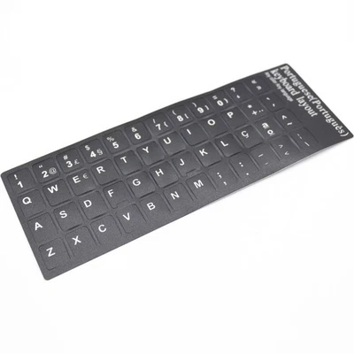 Adhésifs Clavier Noir Layout Portugais PT Lettres Ordinateur Portable 13x11mm - Photo 1/2