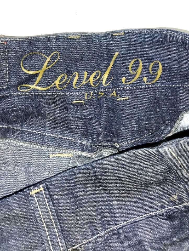 Pantalones de mezclilla para mujer Level 99 talla 25 azul pierna ancha acampanados estilo Y2K hechos en México Foto 3 de 4