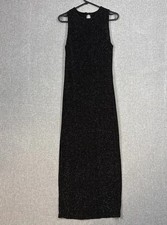 Wallis Dress Womens Size 12 Uk Glitter Maxi Keyhole Back Black