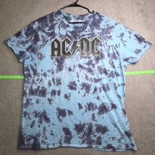 Acdc Tie Dye T-shirt Mens 2xl Blue Purple Ss Cotton Acdc Tie Dye T-shirt Mens 2xl Blue Purple Ss Cotton