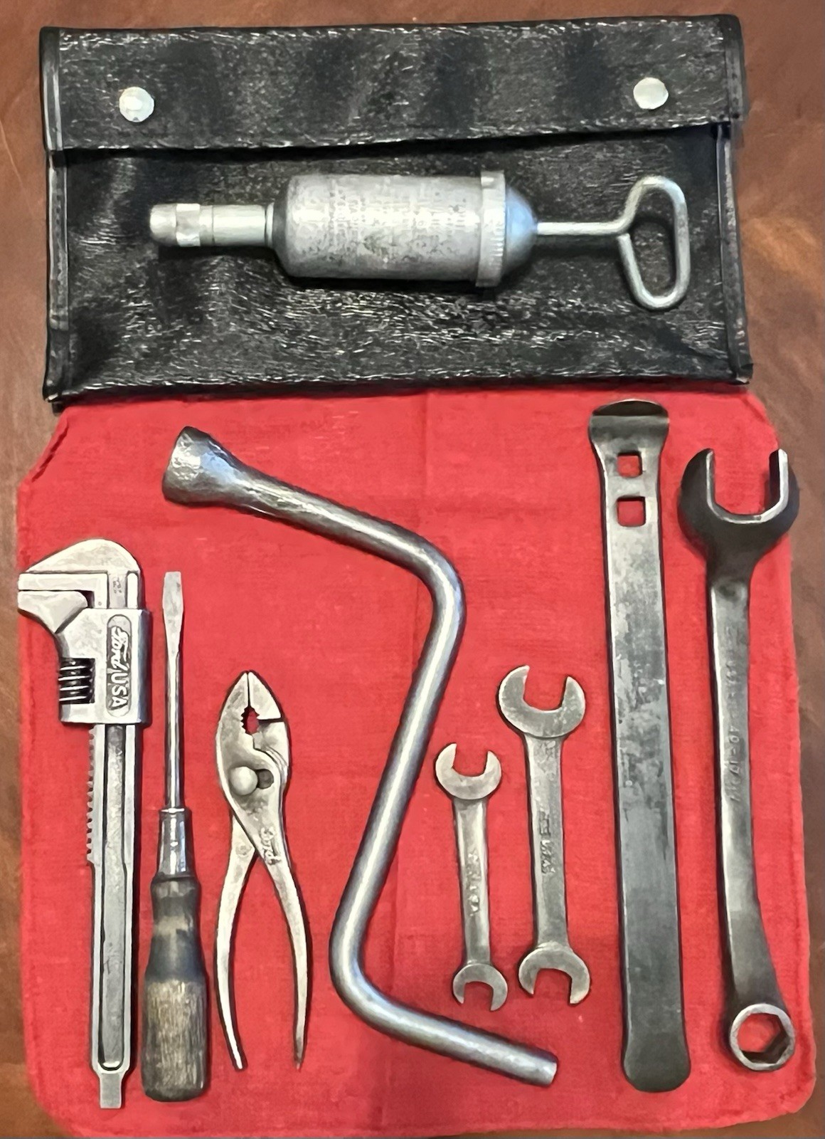 Vintage 1936 Ford Tool Kit  Correct & Complete with 9 Tools and  Tool Pouch NICE