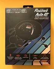 Aiwa Black Retro CD Player WIRED Headphones NEW IN BOX Flashback Audio Kit