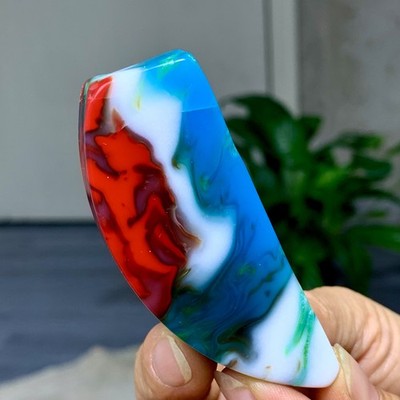 61G Natural NanHong Agate block multicolored Pattern Cabochon mineral Crystal