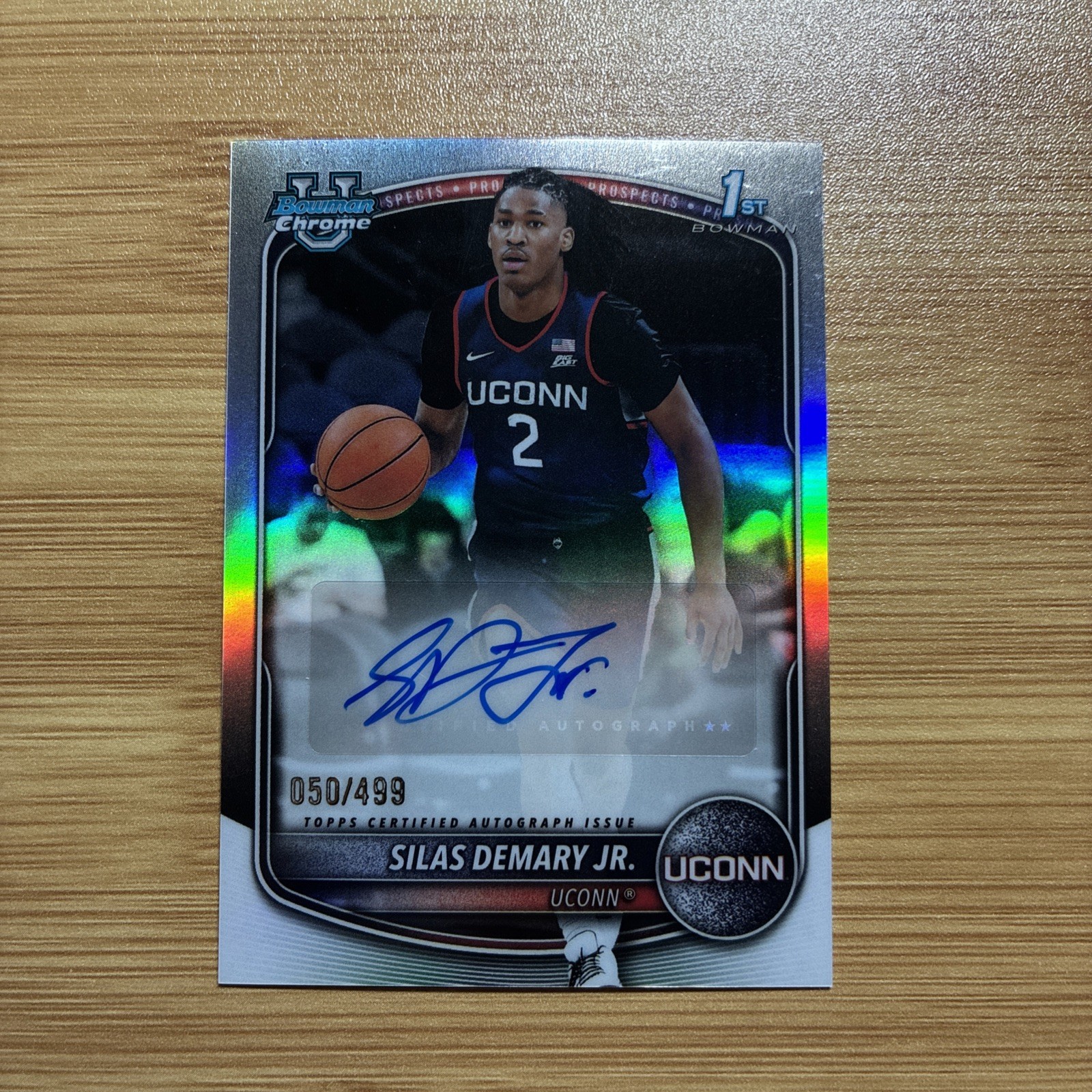 2025-26 Bowman Silas Demary Jr. Chrome Auto Refractor 1st Prospect #/499 Huskies