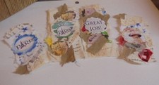 junk journal snippets, 5 handmade clusters layered scrappy fabric lace