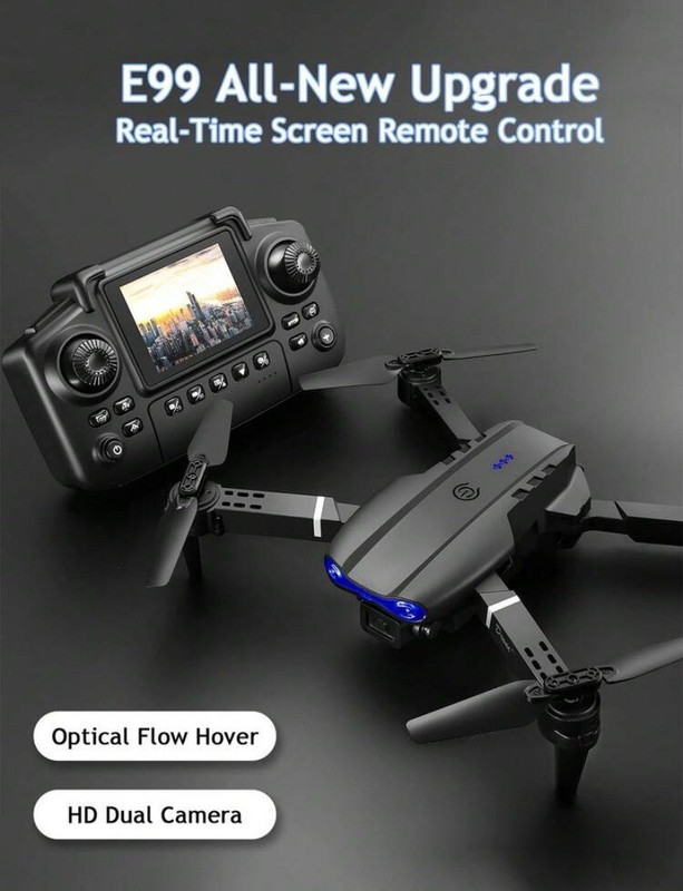 E99 Foldable RC Quadcopter Drone with FPV Dual Camera & Screen Remote Control