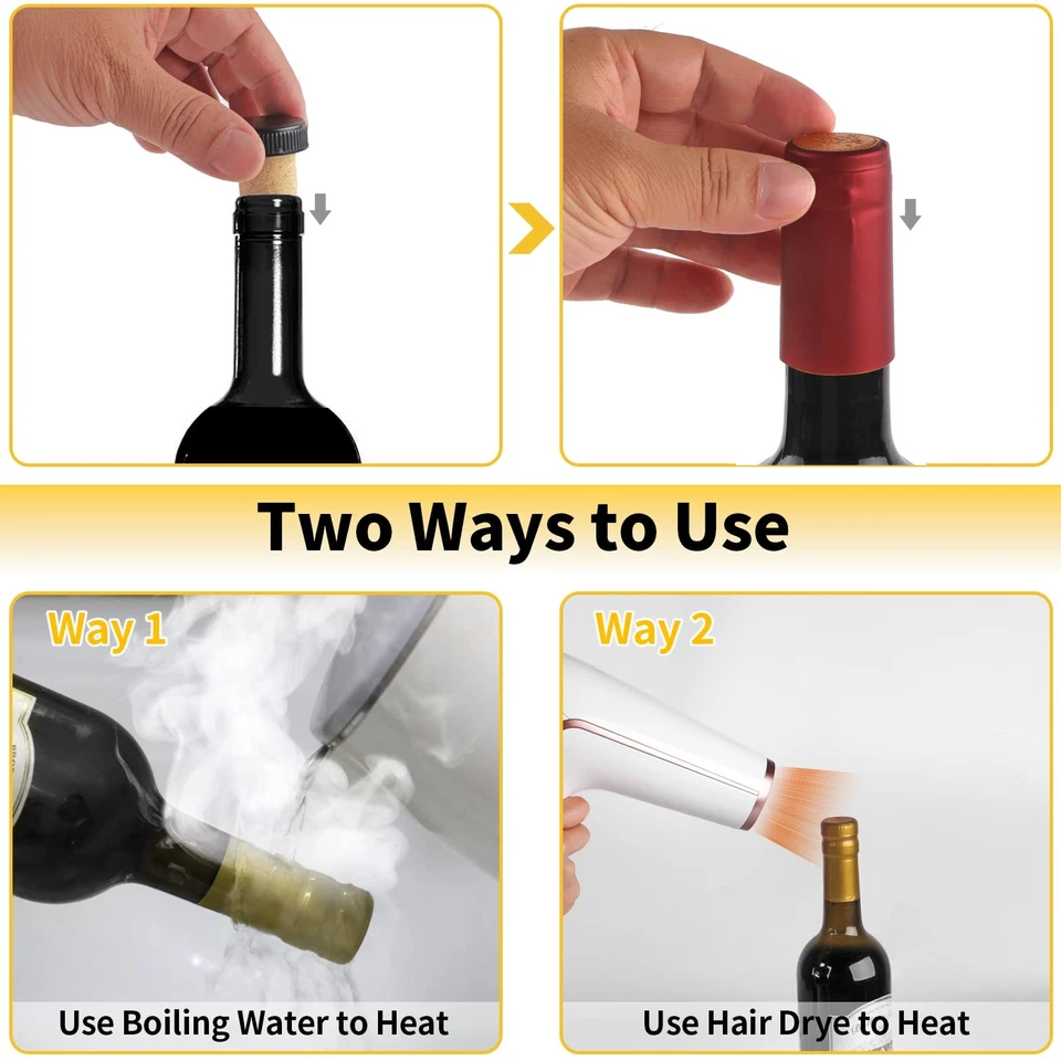 Kit Sellador de Botellas de Vino - 60 Piezas Resellador con Cápsulas Termotráctiles y Corchos Foto 4 de 4