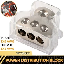 Audio Power Ground Amp Distribution Block 1 x 0 Gauge input 3 x 4 Gauge Output