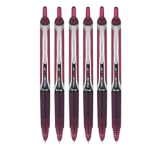 PILOT Precise V5 RT Refillable Retractable Liquid Ink Pens 0.5mm Burgundy 6-Pack