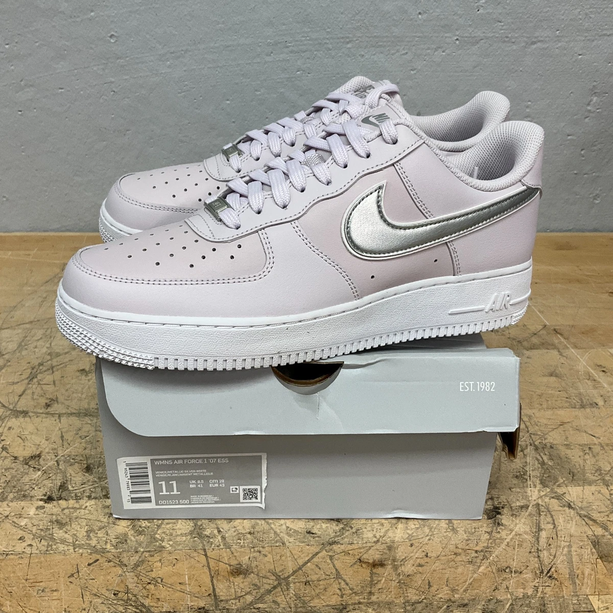 Nike Air Force 1 '07 Essential White Metallic Silver W | eBay