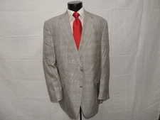 Hart Schaffner Marx Men's Light gray & Blue Glen Plaid Jacket Coat  blazer 46 L