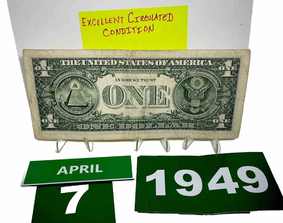 One Dollar Bill Birthday April 7 1949. Near Uncirculated. Fancy Serial Number - Image 3 of 4