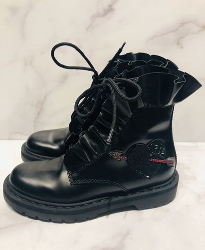 VALENTINO Black Leather Ruffle Beaded 