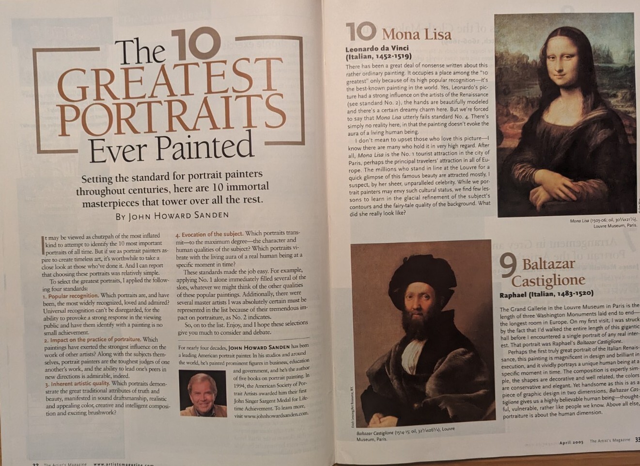 The Artist's Magazine Apr 2005 Ten Greatest Portraits Ever Painted John La Farge