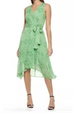 Tommy Hilfiger  Sleeveless Surplice Foulard High Low Midi Dress, Green, 6, $129