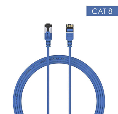 ColorSlim 7ft Blue CAT 8 Ethernet Cable - Router, Modem, Gaming, Xbox, Rip-Proof