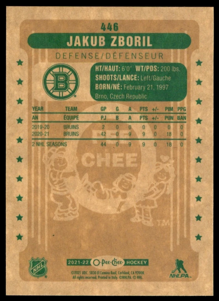 2021-22 O-Pee-Chee Retro Jakub Zboril #446 - Image 2 of 2