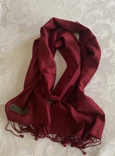 80% Pashmina 20% Silk Soft Scarf/Shawl 61” X 12” Maroon Hand Made In Nepal New