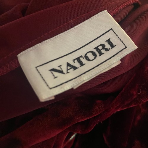 VTG Natori Burgundy Red Crushed Velvet gothic mini bodycon slip dress L art deco - Picture 4 of 9