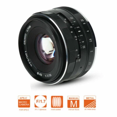 Meike 35mm F1.7 Manual Focus Prime Lens For Micro 4/3 MFT M4/3 Olympus Panasonic