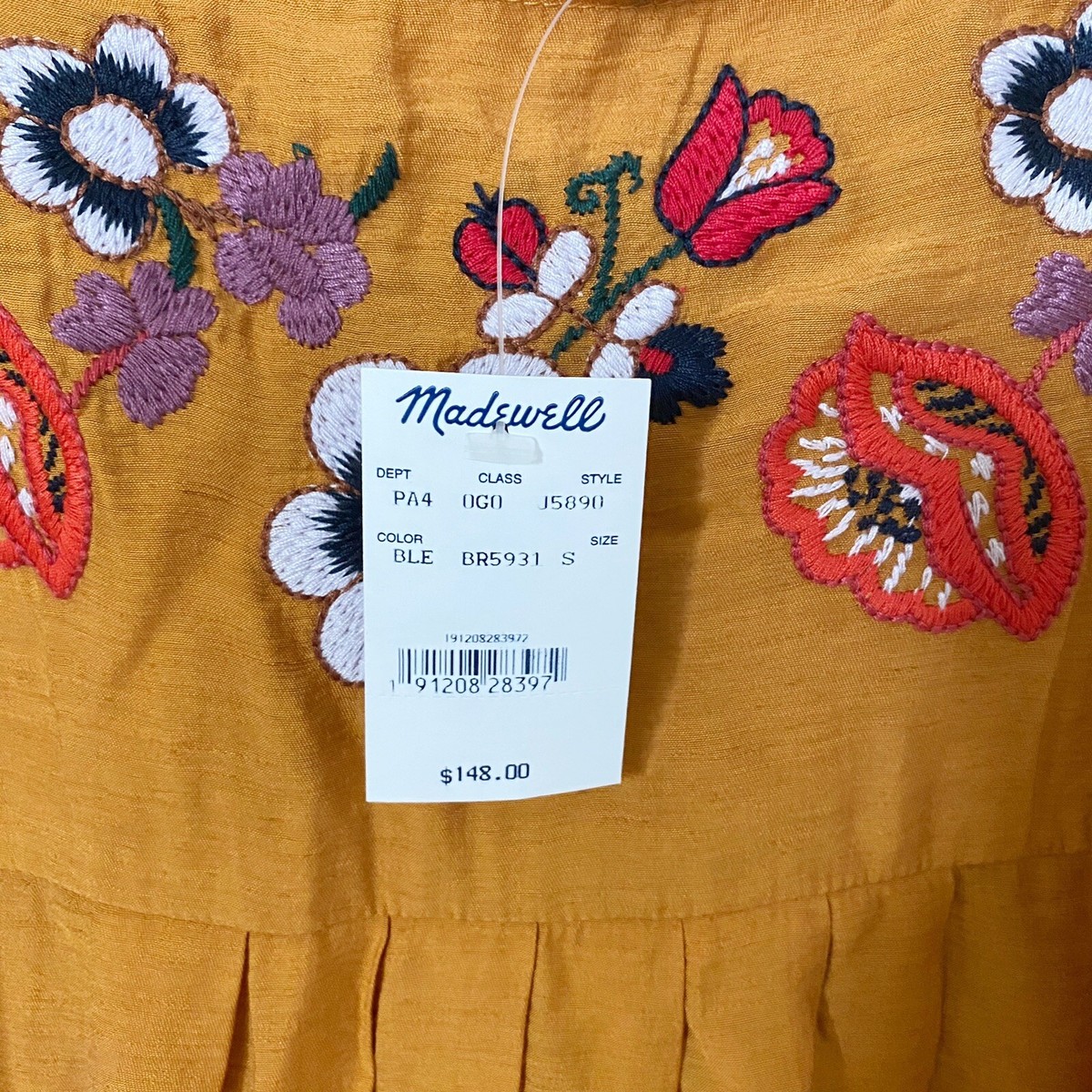 Madewell Embroidered Square Neck Mini Dress Size S NWT | eBay
