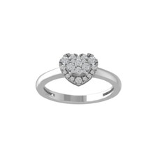 10k White Gold 0.33ct Diamond Heart Promise Ring for Women Sz 7 Clarity-I2I3