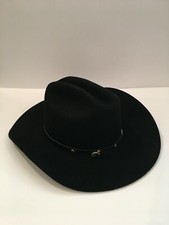 NWT Vintage BULLHIDE Montecarlo Black COWBOY HAT Leather Band Sz M READ