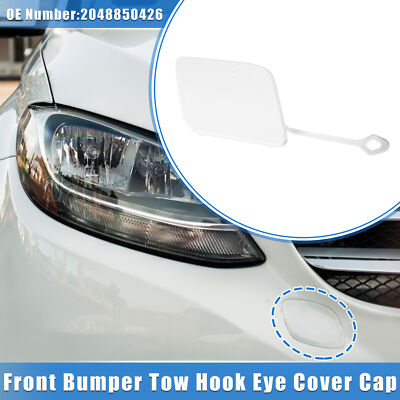 Car Front Bumper Tow Hook Eye Hole Cover for Mercedes-Benz C250 2012-2015 White