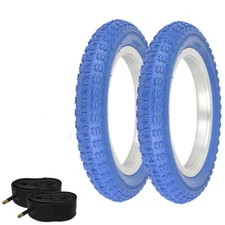 PAIR OF BICYCLE PRO+ TIRES W/ TUBES IN 12" 1/2 X 2 1/4 COMP III TREAD ALL BLUE