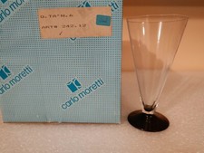 CARLO MORETTI  1974  - 6 bicchieri acqua ottagonali con base nera