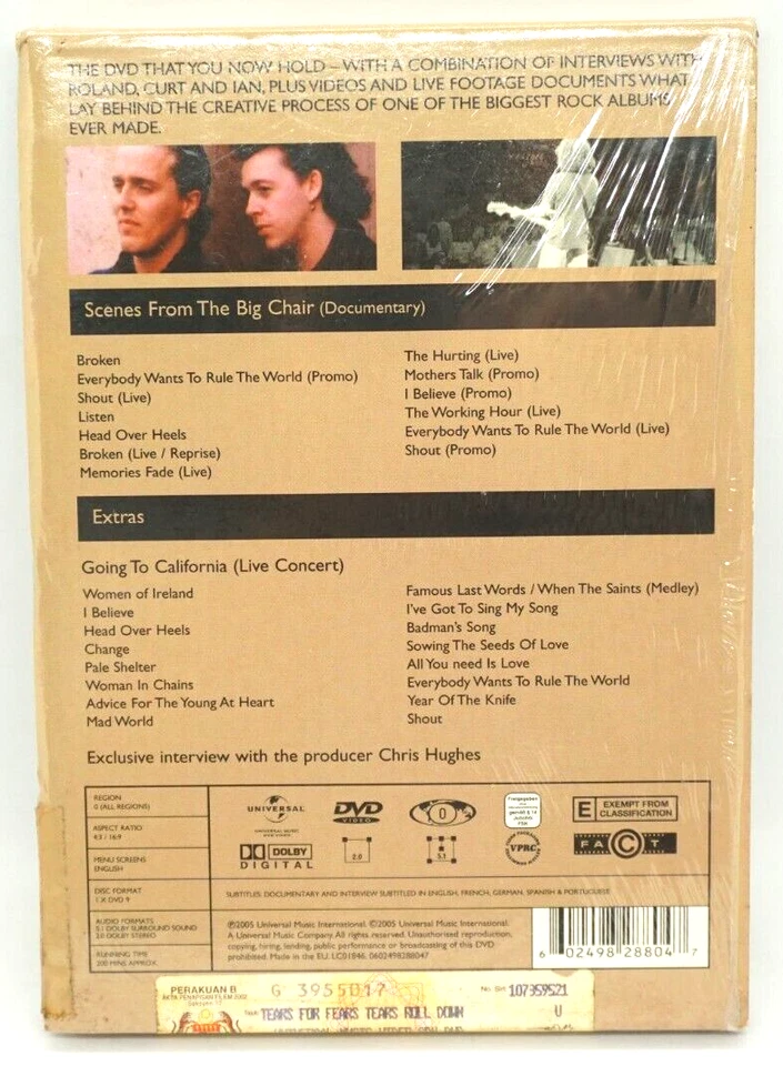 TEARS FOR FEARS : SCENES FROM THE BIG CHAIR  DVD - HTF - Image 2 of 2