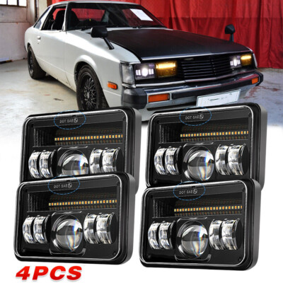 4pcs Fit Toyota Celica 1979-1981 4x6'' LED Headlights Hi-Lo Beam Halo DRL w/Turn