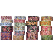 20 Rolls Flowers Washi Tape Set Floral Arts Adhesive Tapes Gold Foil Decorative