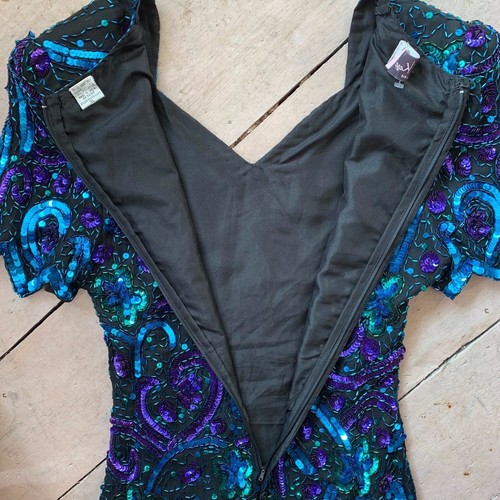 Vintage Retro 1980's Fully Sequinned Evening Dress Size 10 - Picture 8 of 8