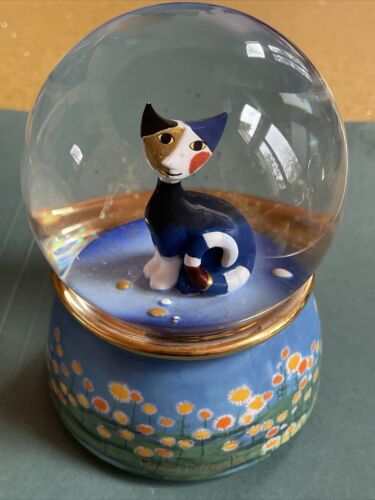 Figurine boule de neige musicale Hummel Rosina Wachtmeister avec chat, neuve - Photo 1/8