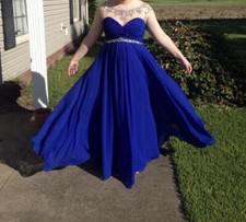 rachel allan prom dress cobalt blue beaded a-line