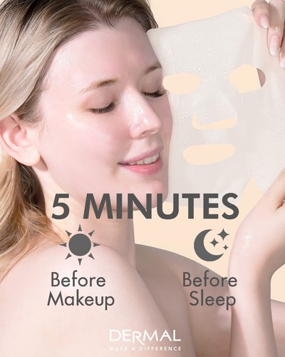 DERMAL 48 Pack Korean Face Mask - Hydrating, Soothing, Anti-Aging Collagen Sheet - Picture 19 of 20