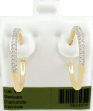 GENUINE 1 Ct DIAMONDS HOOP HUGGIES EARRINGS 10K GOLD -Free Certificate Appraisal