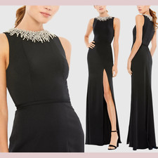 NWT IEENA Mac Duggal 14 26516 Sleeveless Rhinestone Collar Column Gown J673