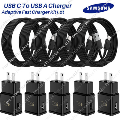 Bulk Lot Android Adaptive Fast Charger For Samsung Wall Adapter USB Type C Cable