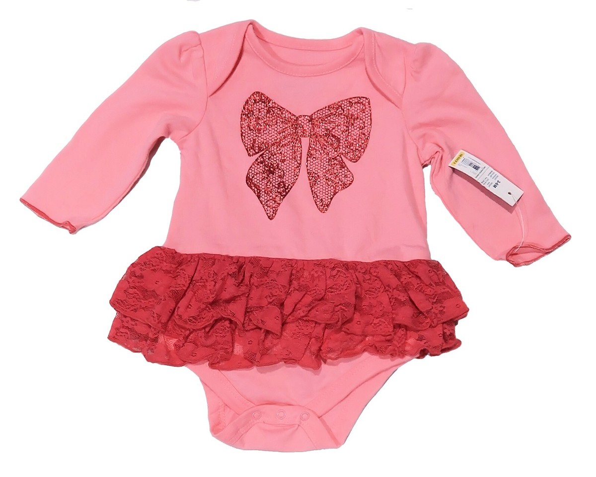 Faded Glory Baby Girls Bow Lace Tutu Bodysuit Dress Up Outfit (Multi Sizes)  New