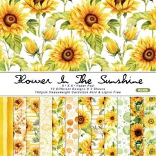 Lovely Sunflowers Stripes Plaid Scrapbook Card Journal Craft Cardstock Paper