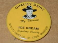 W Boyd 1950's - Hopalong Cassidy "Quality Dairy" Ice Cream Pin / Button RARE